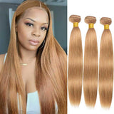 Amella Human Hair #27 Color Virgin Hair Straight/Body Wave 3 Bundles - amellahair
