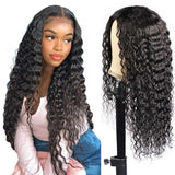 Amella Deep Wave 5X5 Lace Closure Wig Affordable Deep Wave Real Black Hair Wigs Pre-plucked Human Hair Wigs