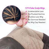 Pre-Make Fake Scalp 180% Density Pre Plucked Lace Front Wig 13x4 Lace Front Human Hair - amellahair
