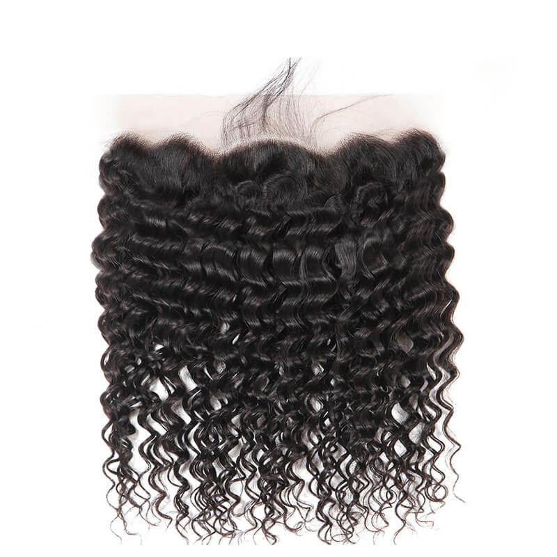 Deep Wave Bundles With 13x4 Lace Frontal Brazilian Virgin Hair - amellahair