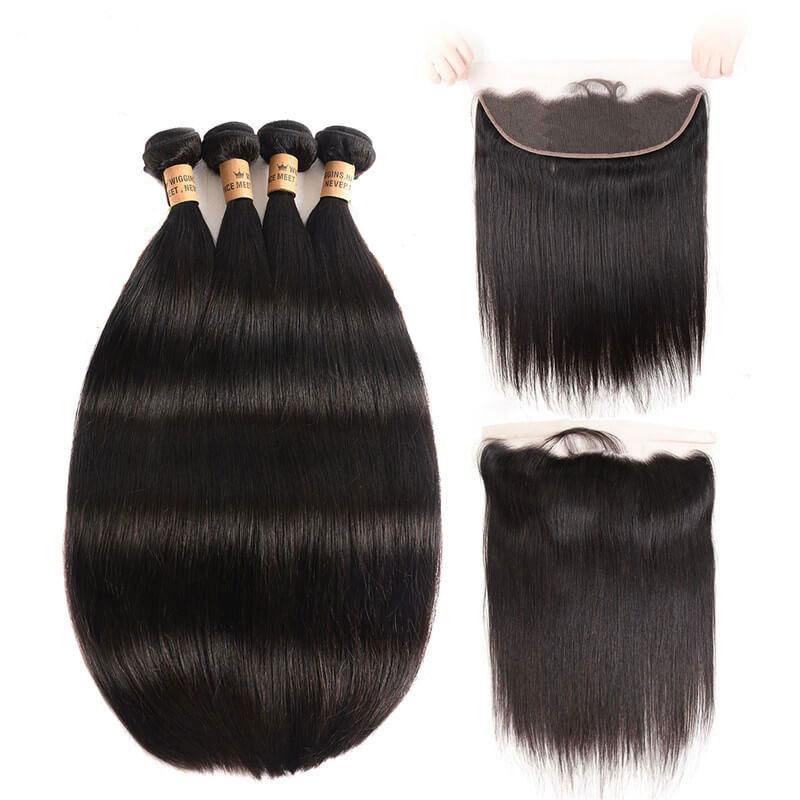 Bundles With Frontal Amella Hair Brazilian Virgin Hair Straight Hair - amellahair