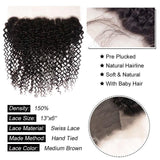 Curly Hair 13x6 Frontal Lace Closure with Baby Hair Virgin Human Hair - amellahair