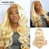 10A Grade 13x6/13x4 Blonde Body Wave Lace Front Human Hair Wig-amellahair