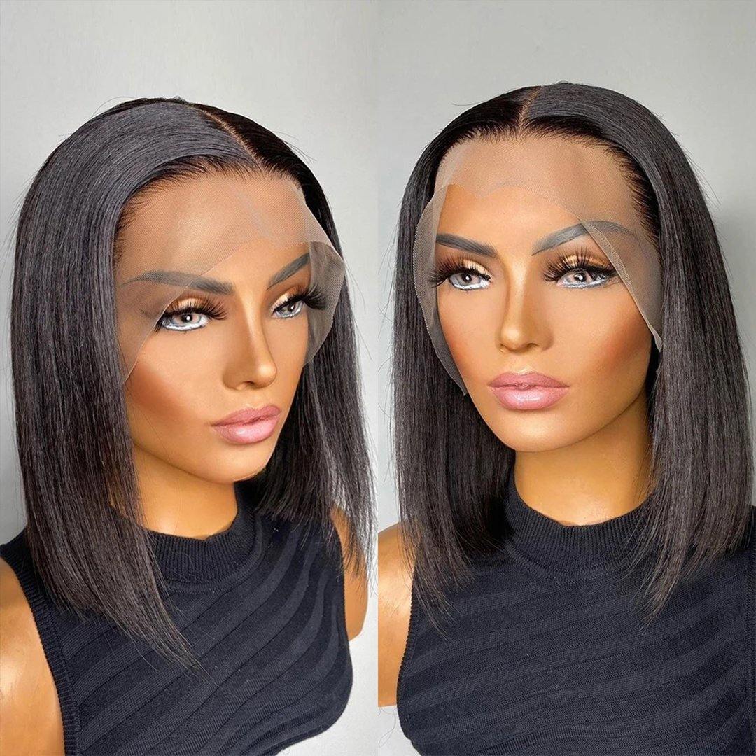 Amella Blunt Cut 13x4 Lace Frontal Bob Wig 8-14 Inch Human Hair Wig For Black Woman - amellahair