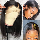 Blunt Cut Bob Wig 14 Inch 4×4 Lace Closure Human Hair Wig For African American - amellahair