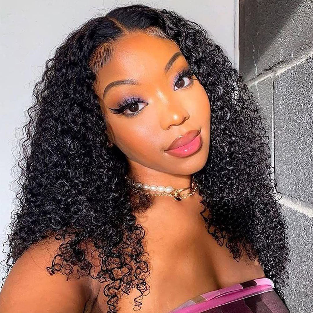 Amella Hair Brazilian Bleached Knots Jerry Curly 13x4 Inch Lace Frontal Wig 100% Human Hair - amellahair