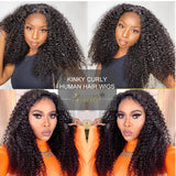 Amella Hair Kinky Curly Lace Frontal Wig 13x4 Inch Lace Wig For Women 180% Density Natural Color-amellahair