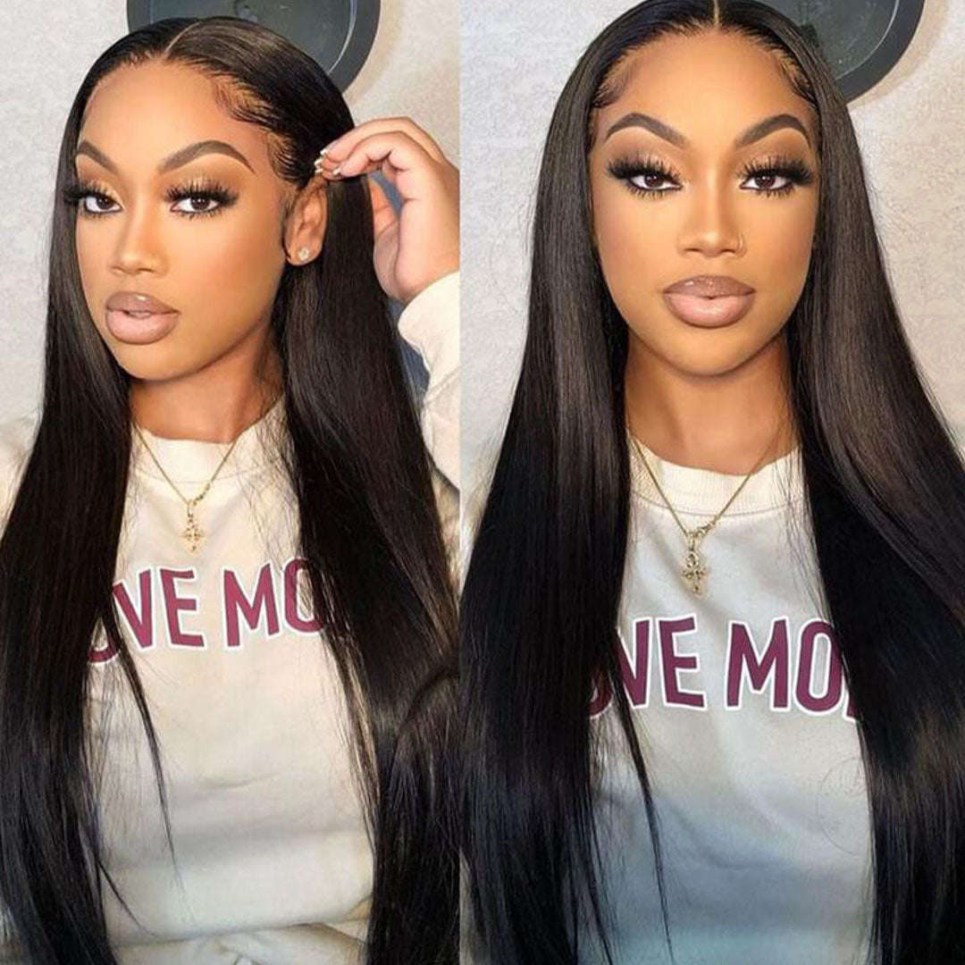 Amella Hair New Design 13x6 Glueless Lace Front Wigs Pre Plucked Straight Human Hair Wigs