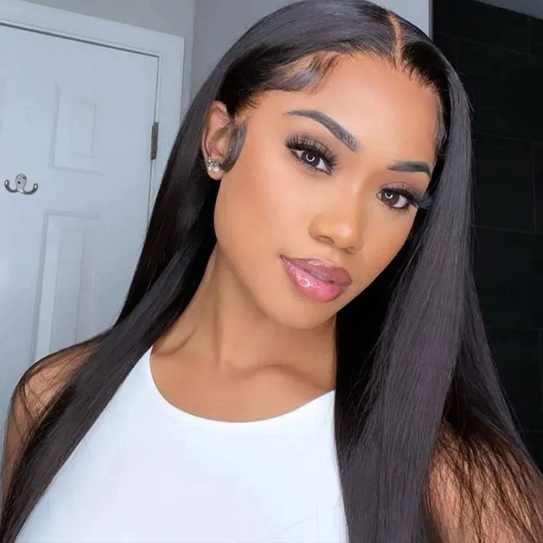 Amella Human Hair Wigs Silk Straight Pre Plucked 360 Lace Frontal Wig With Baby Hair - amellahair