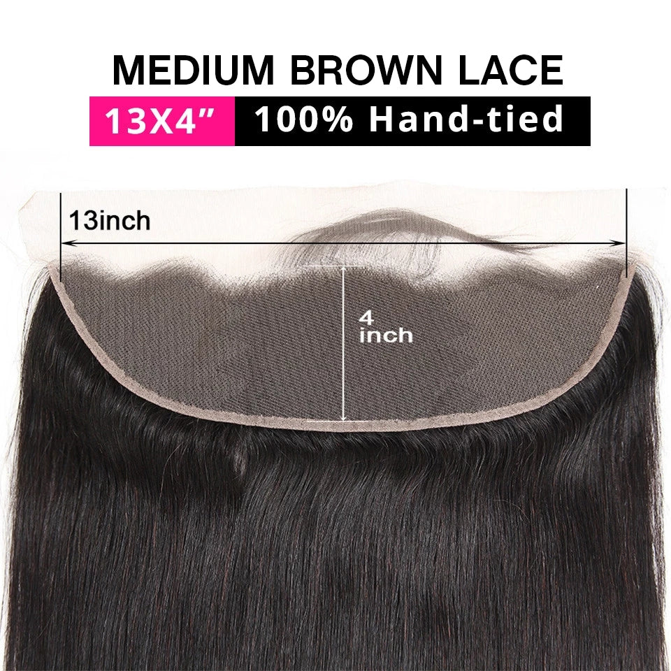 Amella Hair Straight Virgin Human Hair 13x4 Ear To Ear Straight Free Part Lace Frontal with Baby Hair