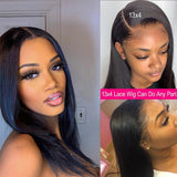 Amella Natural Straight Human Hair Wigs 13x4 Inch Lace Frontal Wig With Baby Hair On Sale - amellahair