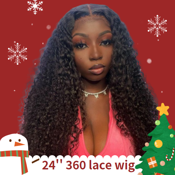 Amella Every Month Flash Sale 360 Lace Frontal Jerry Curly Wig 24 Inches