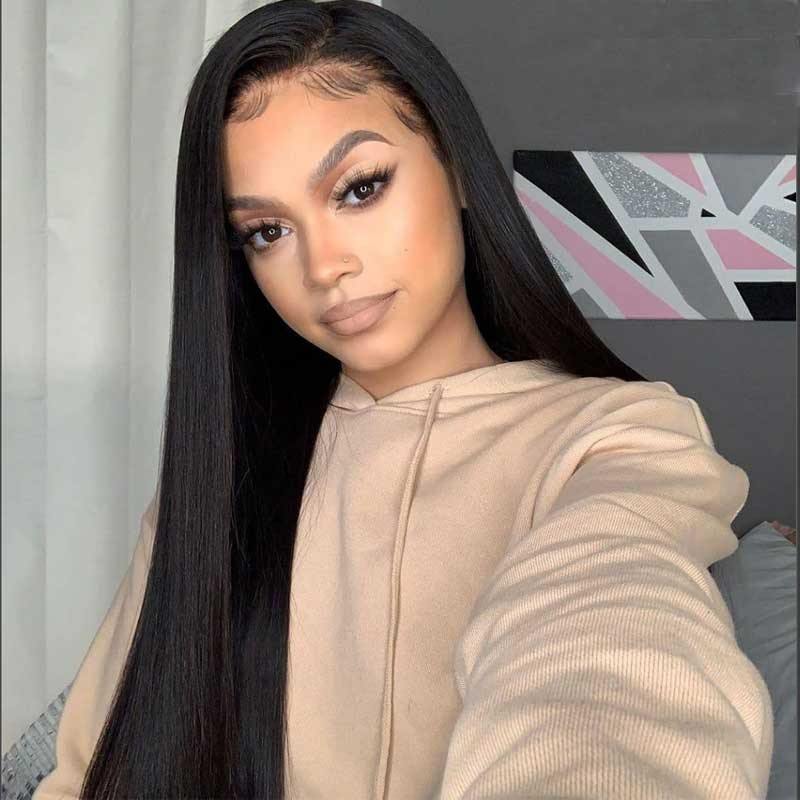 Amella Human Hair Wigs Silk Straight Pre Plucked 360 Lace Frontal Wig With Baby Hair - amellahair
