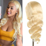 Amella Human Hair Wigs 613 Blonde Body Wave 360 Lace Front Wig Pre Plucked Natural Hairline