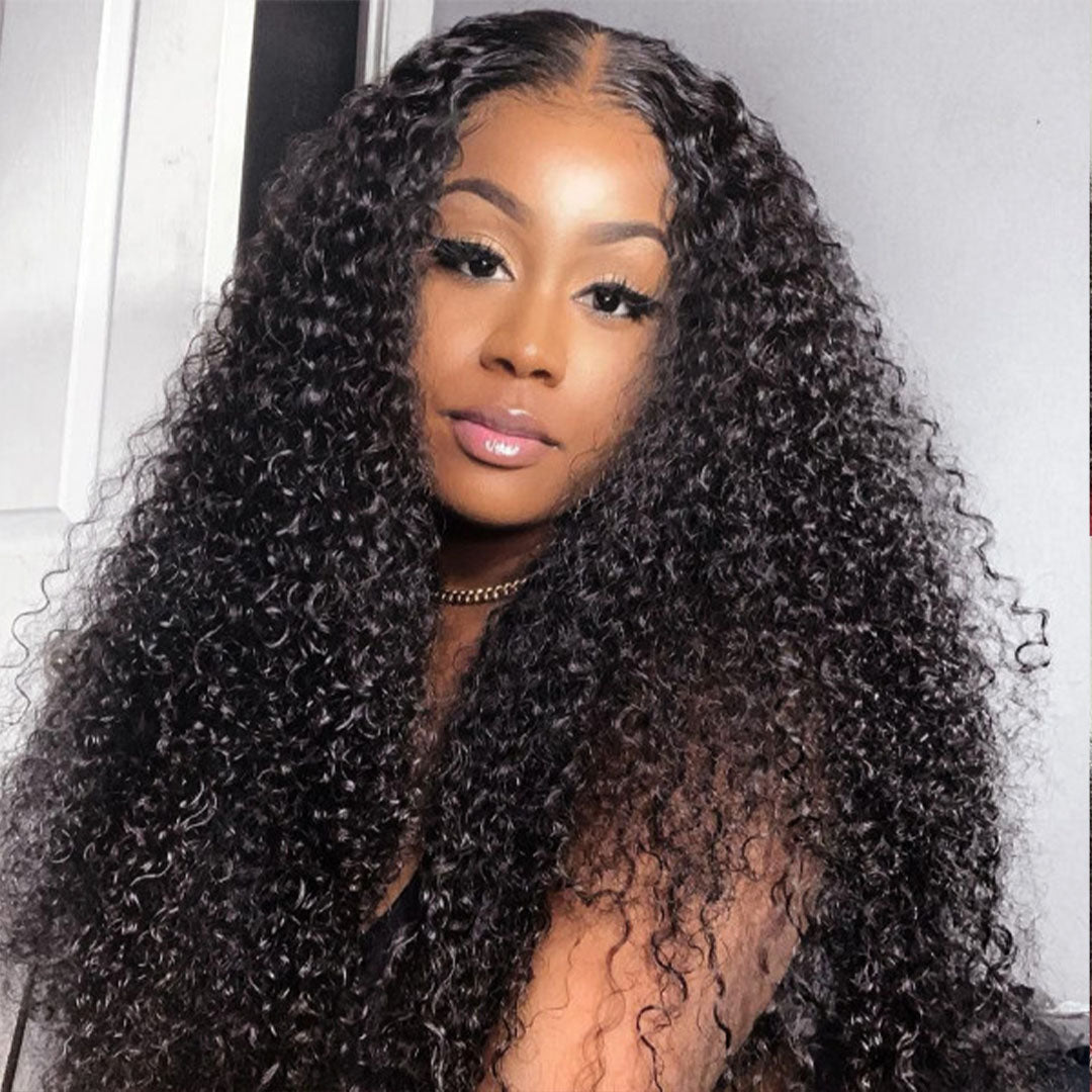 Amella Kinky Curly 360 Lace Frontal Wigs Unprocessed Virgin Human Hair with Baby Hair