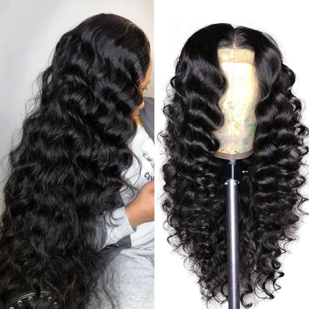 Loose Wave 13x4 Lace Frontal Wig Affordable Brazilian Human Hair Wig - amellahair
