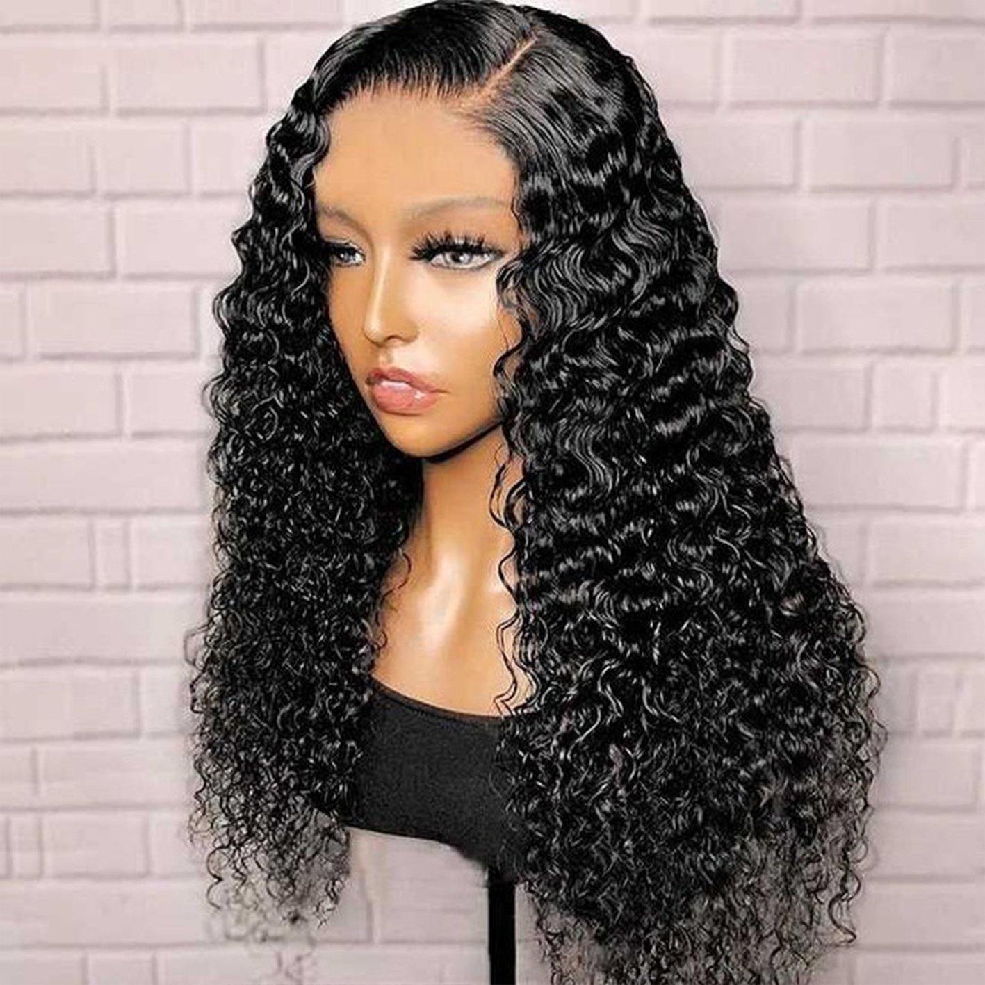Amella Human Hair Wigs Breathable Jerry Curly 360 Lace Frontal Wig Pre Plucked Hairline - amellahair