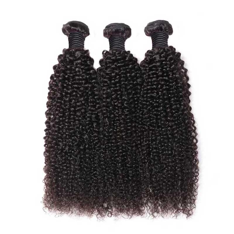 Amella 100% Human Hair Virgin Kinky Curly Hair 3 Bundles with 4*4 Lace Closure - amellahair