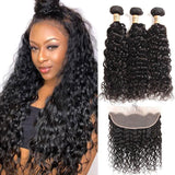 Amella Hair Water Wave 3 Bundles With 13x4 Lace Frontal Brazilian Virgin Hair