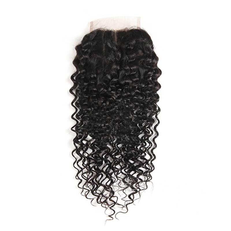 Brazilian Curly Human Hair Bundles With Closure Curly 4x4 Lace Closure - amellahair