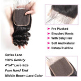 Brazilian Loose Wave Bundles With Closure 100% Virgin Hair Lace Closure - amellahair