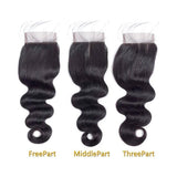 Brazilian Body Wave 4x4 Closure Three Part Middle Part And Free Part - amellahair