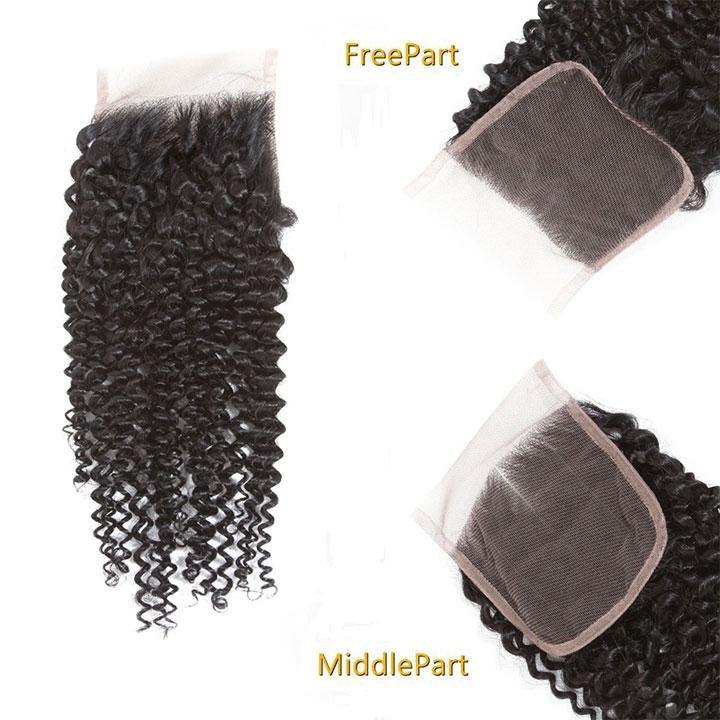 Brazilian Lace Closure 4x4 Curly Human Hair Closure - amellahair