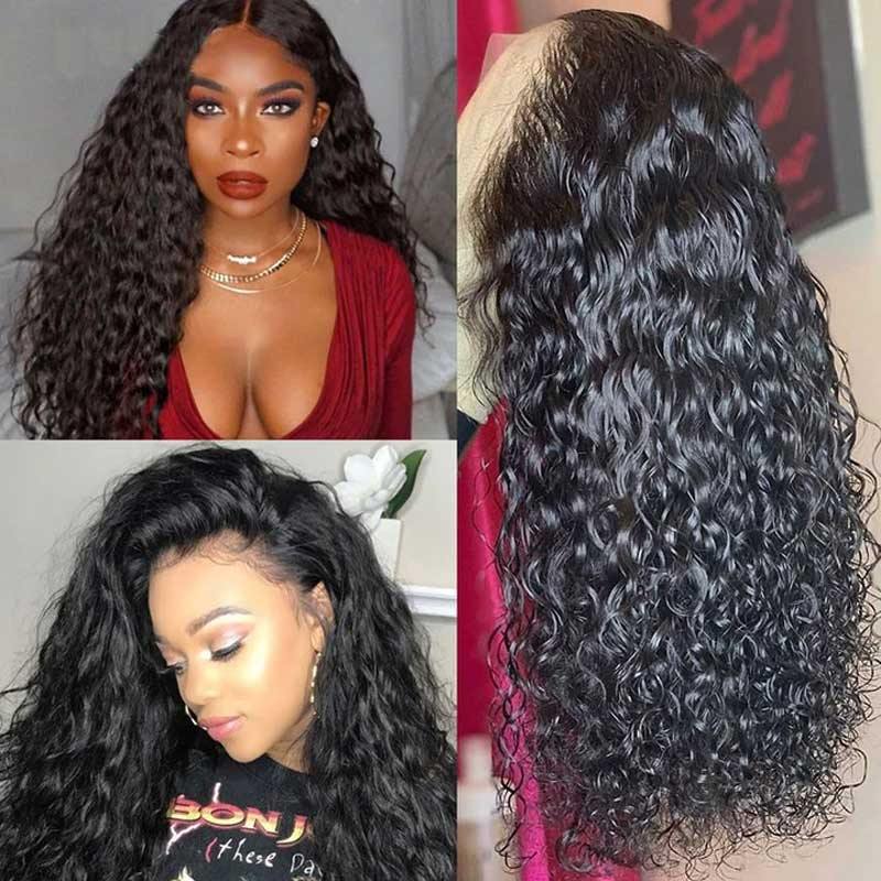 Amella Human Hair Wigs Natural Black  4x4 Lace Closure Wigs 180% Density - amellahair