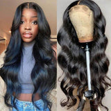 Amella Human Hair Wigs Body Wave 4x4 Lace Closure Natural Color Wig - amellahair