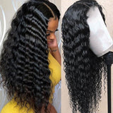 Amella Deep Wave 4x4 Lace Closure Glueless Human Hair Wig With Natural Hairline