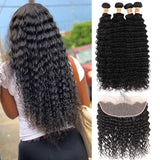 Amella Deep Wave 4 Bundles With 13x4 Lace Frontal Brazilian Weave Hair
