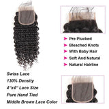Deep Wave Bundles With Lace 4x4 Closure Brazilian 4 Bundles Hair - amellahair