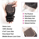 Loose Wave Bundles With Lace Closure Brazilian 4 Bundles Hair - amellahair