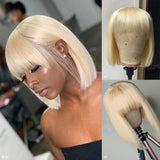 Amella Human Hair Wigs Highlight Mix Color Short Bob Brazilian Human Hair With Bangs New Arrival! - amellahair