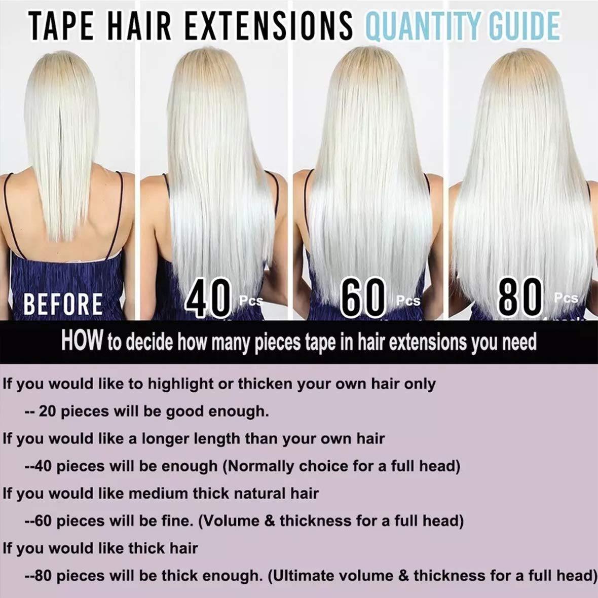 Tape in Hair Extensions Human Hair Golden Brown to Platinum Blonde T#12-60 Tape Natural Straight Hair Extensions 50g - amellahair