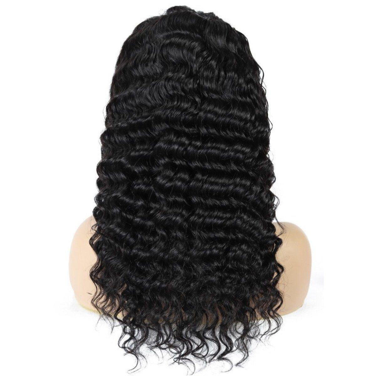 Full Lace Wig Long Deep Wave 100% Human Hair Wigs 180 Density - amellahair
