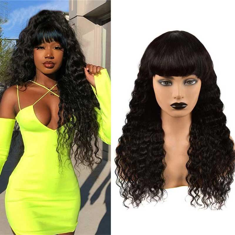 Amella Straight Human Hair Wigs Glue Free Breathable Wigs With Bangs Super Affordable - amellahair