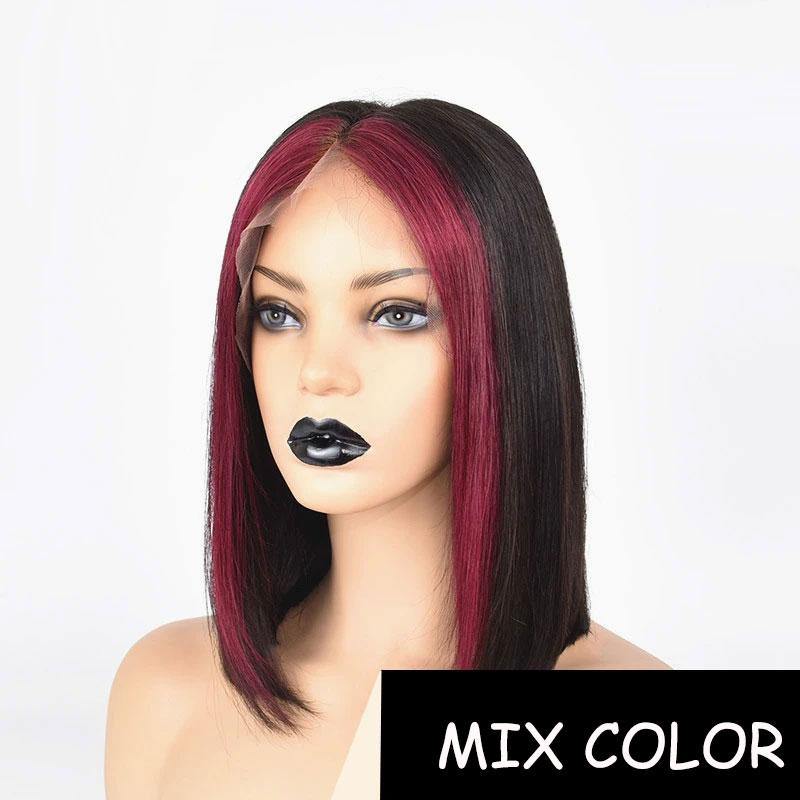1B 99J Mix Color Straight Bob Lace Front Wig - amellahair