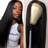 Amella Straight T-Part 13x4 Lace Front Human Hair Wig Natural Black for Women 180% Density