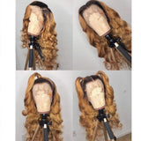 Amella Straight/Body Wave #1B27 Ombre Wig 13x4 Lace Front Human Hair Wigs Fashion Style 180% Density