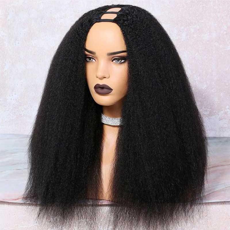 Amella U Part Wig Kinky Straight 100% Human Hair Wig For Black Women - amellahair