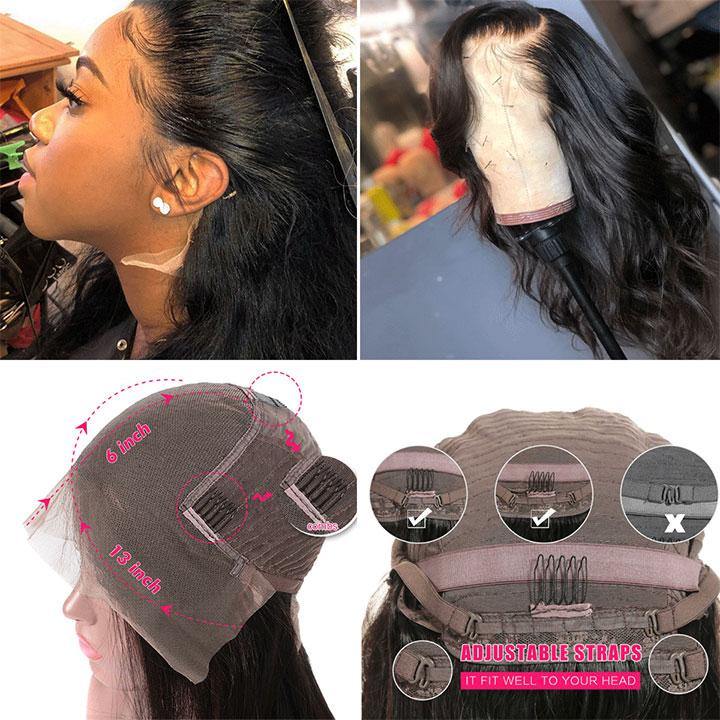 13x6 Inch Lace Frontal Wig Long Body Wave Human Hair Wigs - amellahair