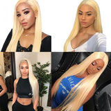 Amella Human Hair Wigs 613 Blonde Color 360 Lace Frontal Wig Pre Plucked Natural Hairline - amellahair