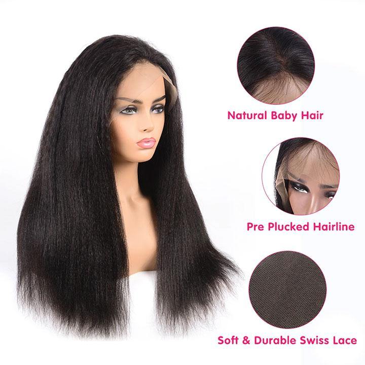 Amella Human Hair Wigs Kinky Straight 360 Lace Frontal Wig 12-30 Inches 360 Lace Wig For Sale - amellahair