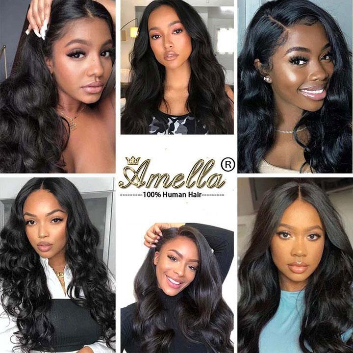 Amella Natrual Black 1B Color hair bundle Human Virgin Hair 1 Bundle/Pack for all style - amellahair