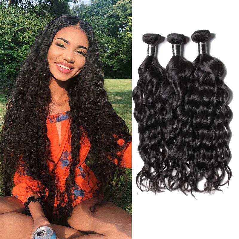 Water Wave Hair Brazilian 3 Bundles Human Virgin Hair Fast Shipping - amellahair