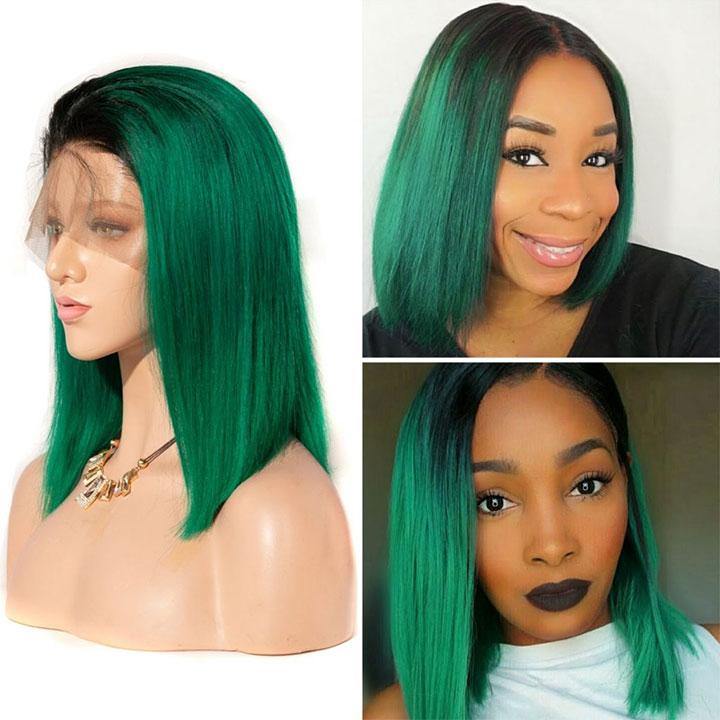 Colorful 13×4 Lace Front Short Bob Human Hair Wigs Straight Hair On Sale - amellahair