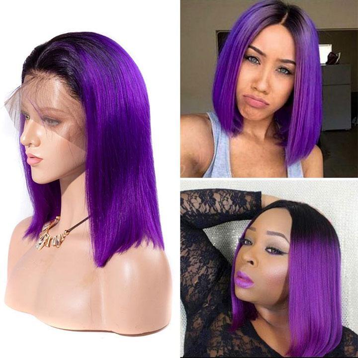 Colorful 13×4 Lace Front Short Bob Human Hair Wigs Straight Hair On Sale - amellahair