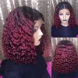 Amella T1B/99J Ombre Color Curly/Straight/Body Wave Bob Wigs 13x4 Lace Frontal Wigs - amellahair