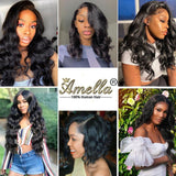 Brazilian Body Hair 3 Bundles With 360 Lace Frontal For Sale - amellahair